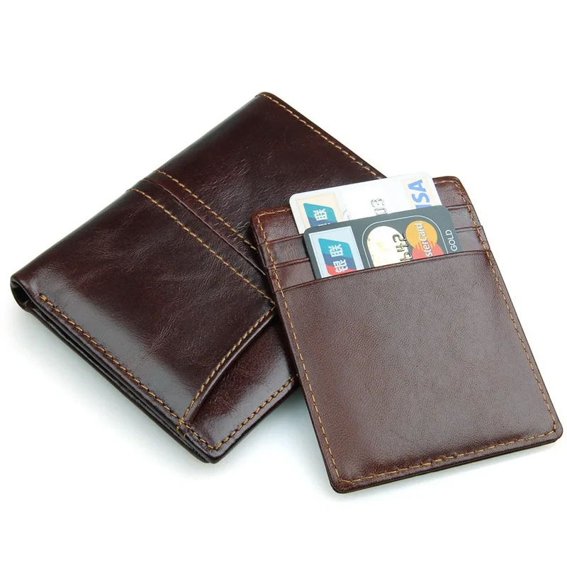 MJ Male Wallets Vintage Genuine Leather Bi-Fold Men's Wallet Card Holder Short Purse Coin Pocket ID Photo Window Wallet for Men (11)