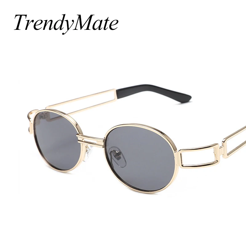 Классический Винтаж стимпанк очки Для мужчин Для женщин Овальной Металлической бренд солнцезащитных очков Дизайн модные очки Одежда