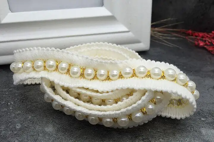DIY 3D жемчуг Хлопок Вышивка Шитье Цветок кружево ткань аппликация воротник ленточная отделка бахромы Дубай платье Гипюр Свадебный декор