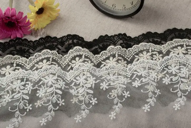 scrabooking Cotton Lace Trim for Wedding Decoration 2 Meters/Lot Beige Black White Wide Ribbon lace lace ribbon,lace sewing supplies,lace decoration,lace accessories,lace sewing accessories