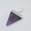 Silver Color Plated Simple Triangle Geometric Pendants European and American Women Natural Quartz Amethysts Stone Charms Pendant ► Photo 3/4