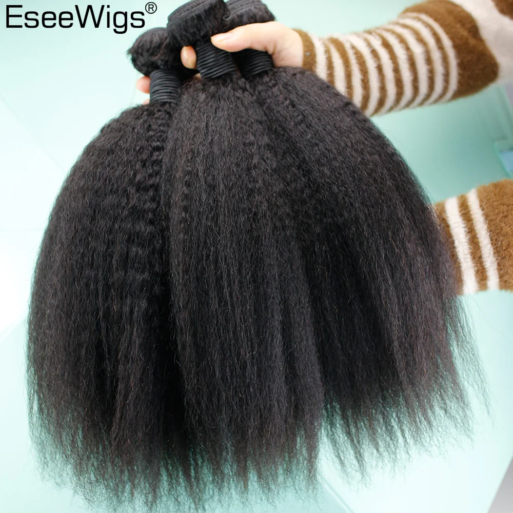 Eseewigs странный прямые волосы бразильский волосы remy Weave Связки грубой яки пряди человеческих волос для наращивания