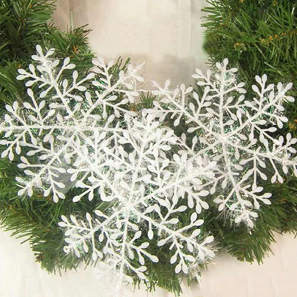 

Classic Ornament 3 pcs/1 set White Plastic Christmas Snowflake Christmas Tree /Window Christmas Decorations For Home New Arrival