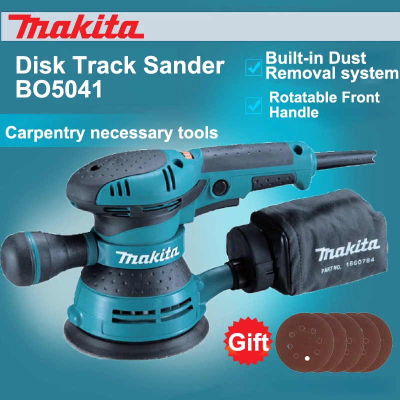 Новейшая японская Makita BO5041 деревообрабатывающая наждачная бумага для полирования машина для вакуумного шлифовального диска Полировальный Инструмент для мебели 300 Вт 4000-12000 opm