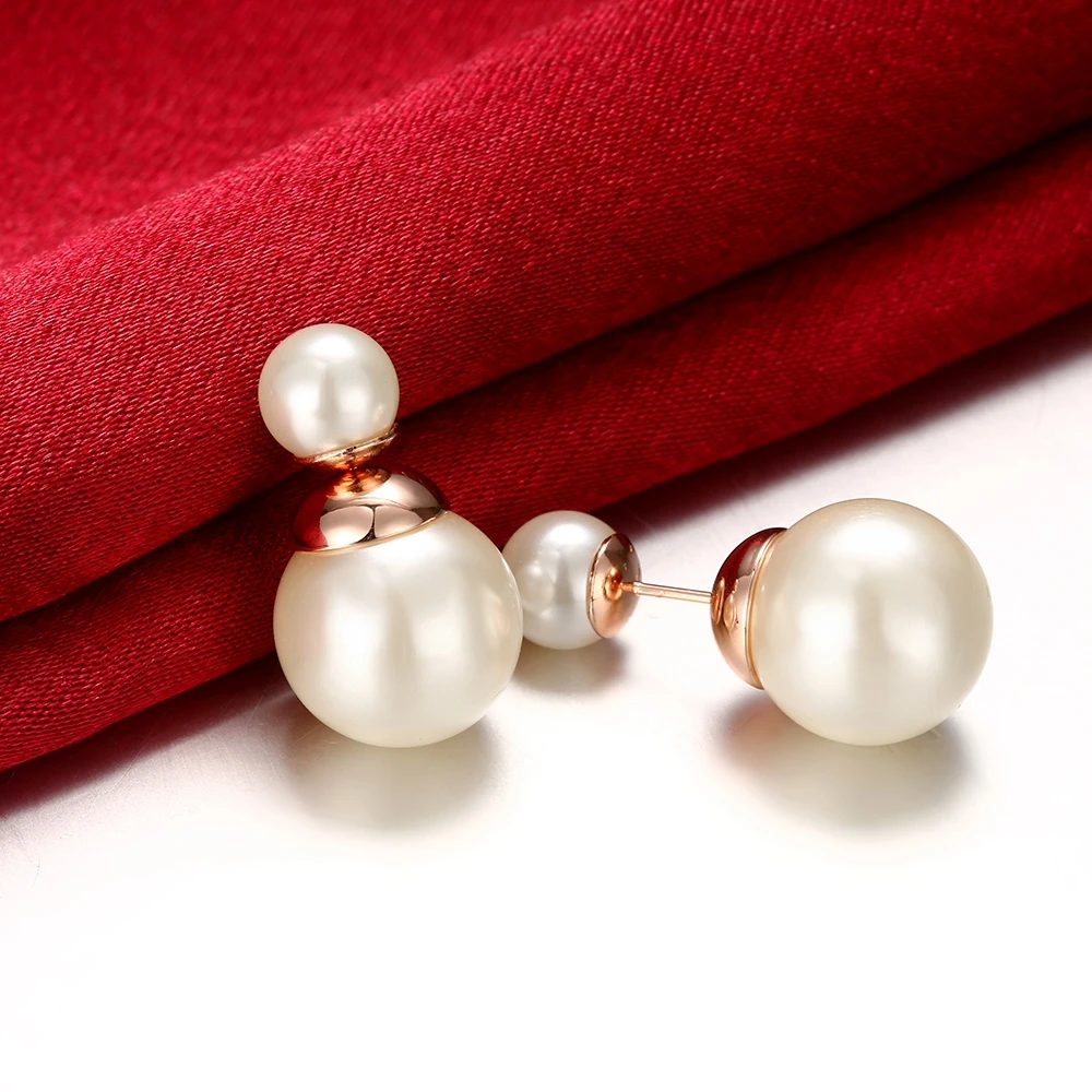 Женские серьги гвоздики с жемчугом под розовое золото и серебро|pearl stud earrings|fashion