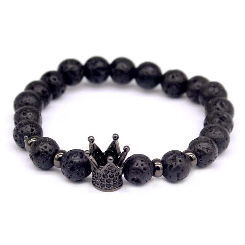 2016 New Fashion Lava Charm Bracelets For Men Popular boys Imperial Crown Braiding Brand Macrame Strand Beads Bracelets Gift .