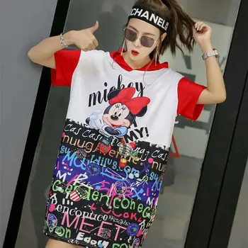 

Summer ladies short-sleeved T-shirt 2019 fashion long section large size women's street short-sleeved round neck t-shirt female