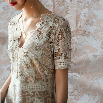 

2019 dusty pink embroidery water solution lace fabric for dress bazin riche getzner telas por metro tissu tissus au metre tela