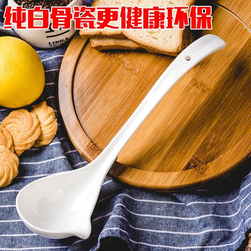 

Simple white spoon ladle soup spoon ceramic bone china big spoon Rice porridge