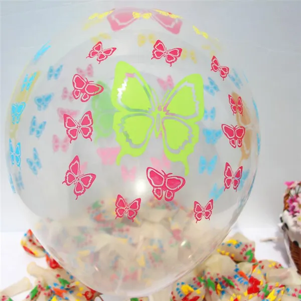 10 шт./лот 12 дюймов утолщаются смешанные цвета печати прозрачный шар динозавр шары из латекса День Рождения украшения Интересные детские игрушки - Цвет: butterfly