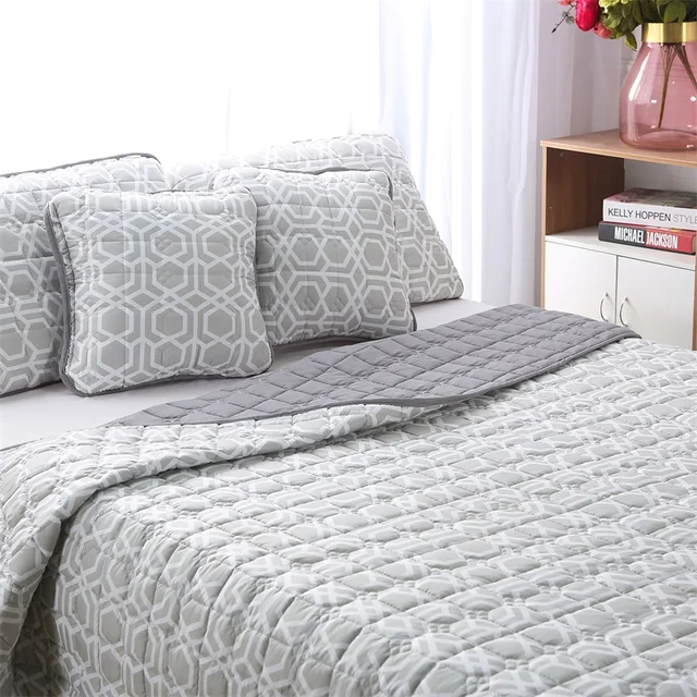 5pcs quilted quilt sets king queen size quilt 220x240cm bedsheet set