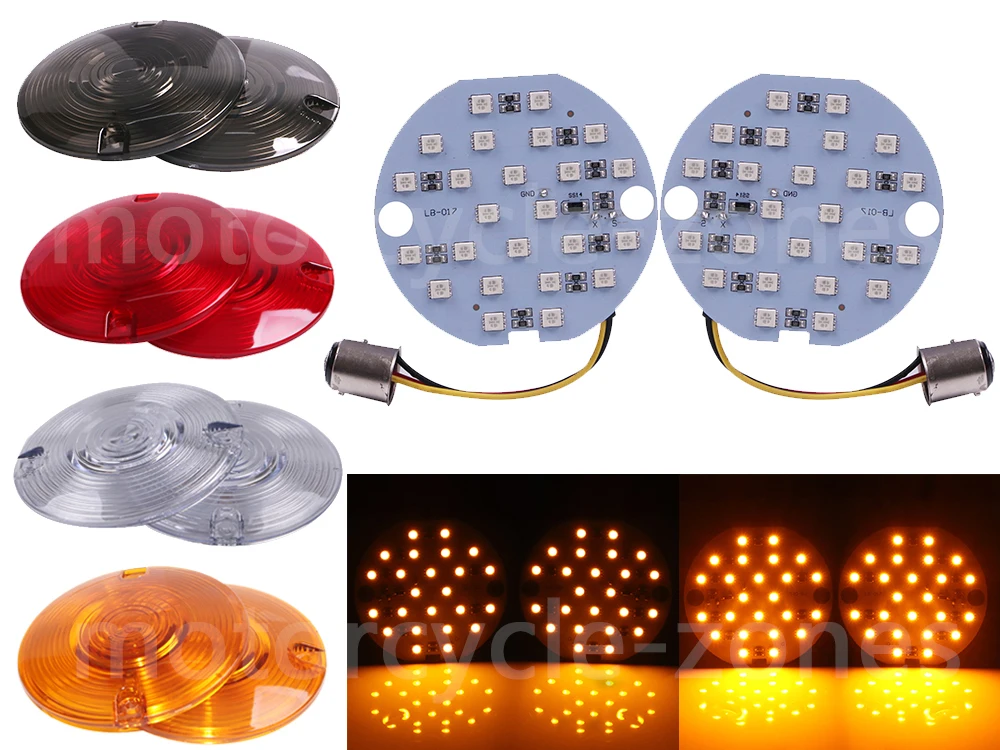 

Motorcycle Amber/Red 1157 LED Bullet Style Turn Signal Blinker With Lens Cover For Harley Touring Road King Electra Glide 86-14