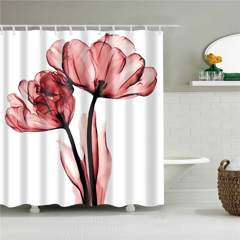 Waterproof Bath Shower Curtains 3d Flowers Printing Custain for Bathroom High Quality Polyester Bath Screen Home Decoration - Цвет: C0422