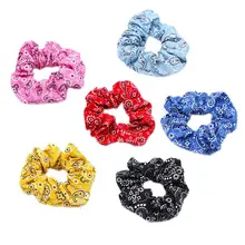 Женский гофрированный складчатый канат для волос большого размера в богемном этническом стиле ретро Пейсли Цветочный Принт конский хвост держатель бандана