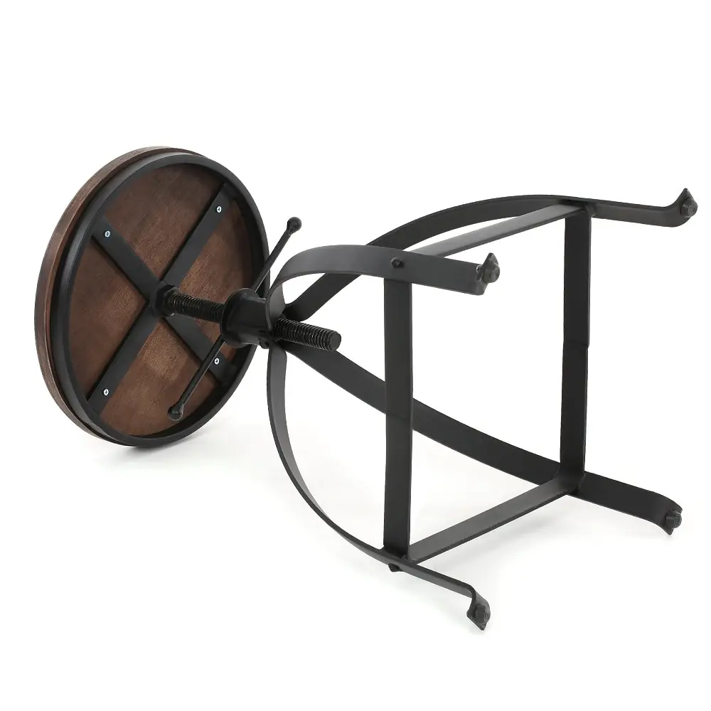 iKayaa Industrial Style Bar Stool Adjustable Height Swivel Kitchen Dining Breakfast Chair Natural Pinewood Top Bar Stool