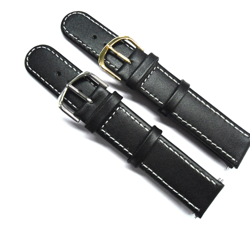 YQI Genuine Leather Watch Strap 18mm Band Black Thin soft Watchband With Stainless Steel Buckle For Watches Free Shipping | Наручные часы