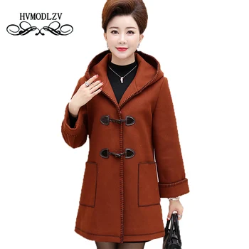Plus size Middle - aged Women Autumn Winter Woolen Coat parkas 2017 New long Quality Wool Hooded female overcoat 5XL LJ033 Plus size Middle - aged Women Autumn Winter Woolen Coat parkas 2017 New long Quality Wool Hooded female overcoat 5XL LJ033