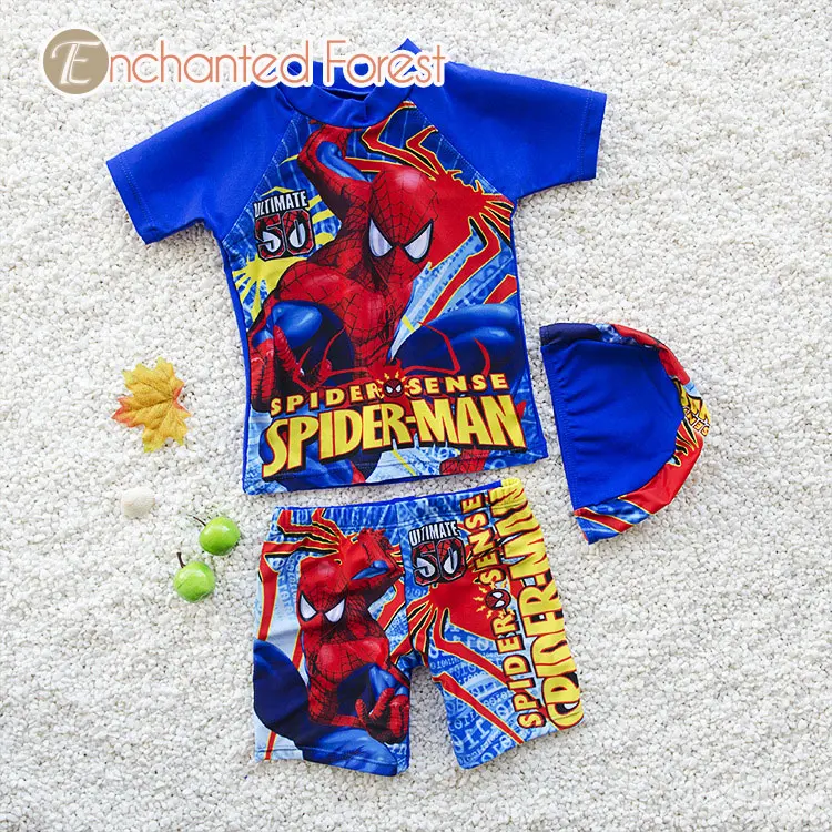 

Boy swimming Sets 2019 summer children's suit nylon cartoon Active boy short sleeve + shorts suit gift swimming cap 2-10Y