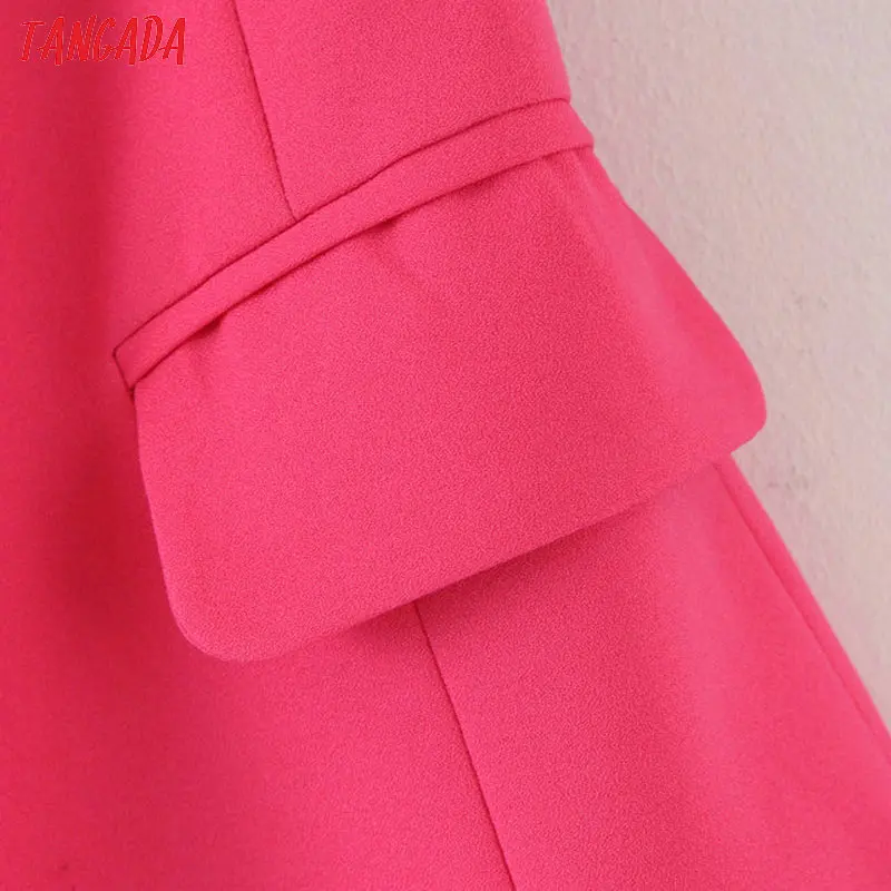 Tangada женское ярко-розовое Элегантное длинное пальто с жилетом в Корейском стиле Женский Длинный жилет без рукавов с карманами на пуговицах верхняя одежда женская SL405
