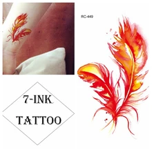 Водостойкая временная татуировка наклейка Красные горячие Пламенные перья тату наклейки флэш-тату поддельные татуировки для женщин леди