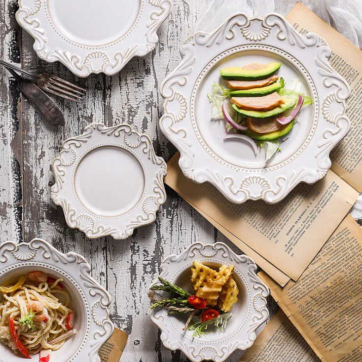 6 Inch 8 Inch Europe Ceramic Dinner Plate Cake And Dessert Flat Plate