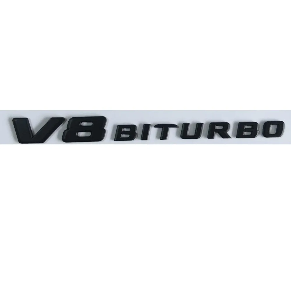 Matte Black " V8 BITURBO " ABS Plastic Car Trunk Rear Letters Badge