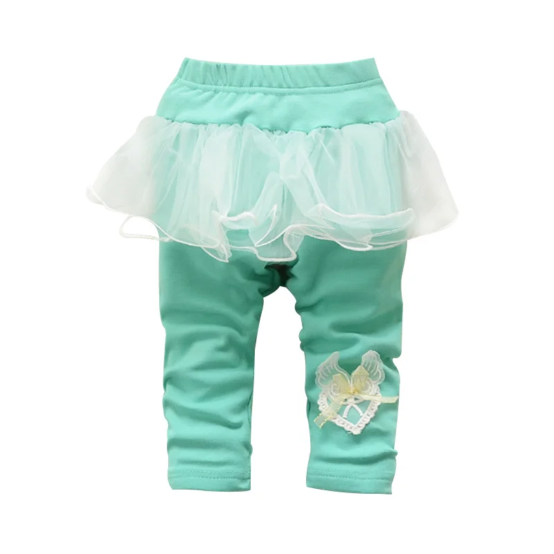 Ruffles Lace Baby Girl Pants Cute Cotton Solid Baby Trousers Elastic