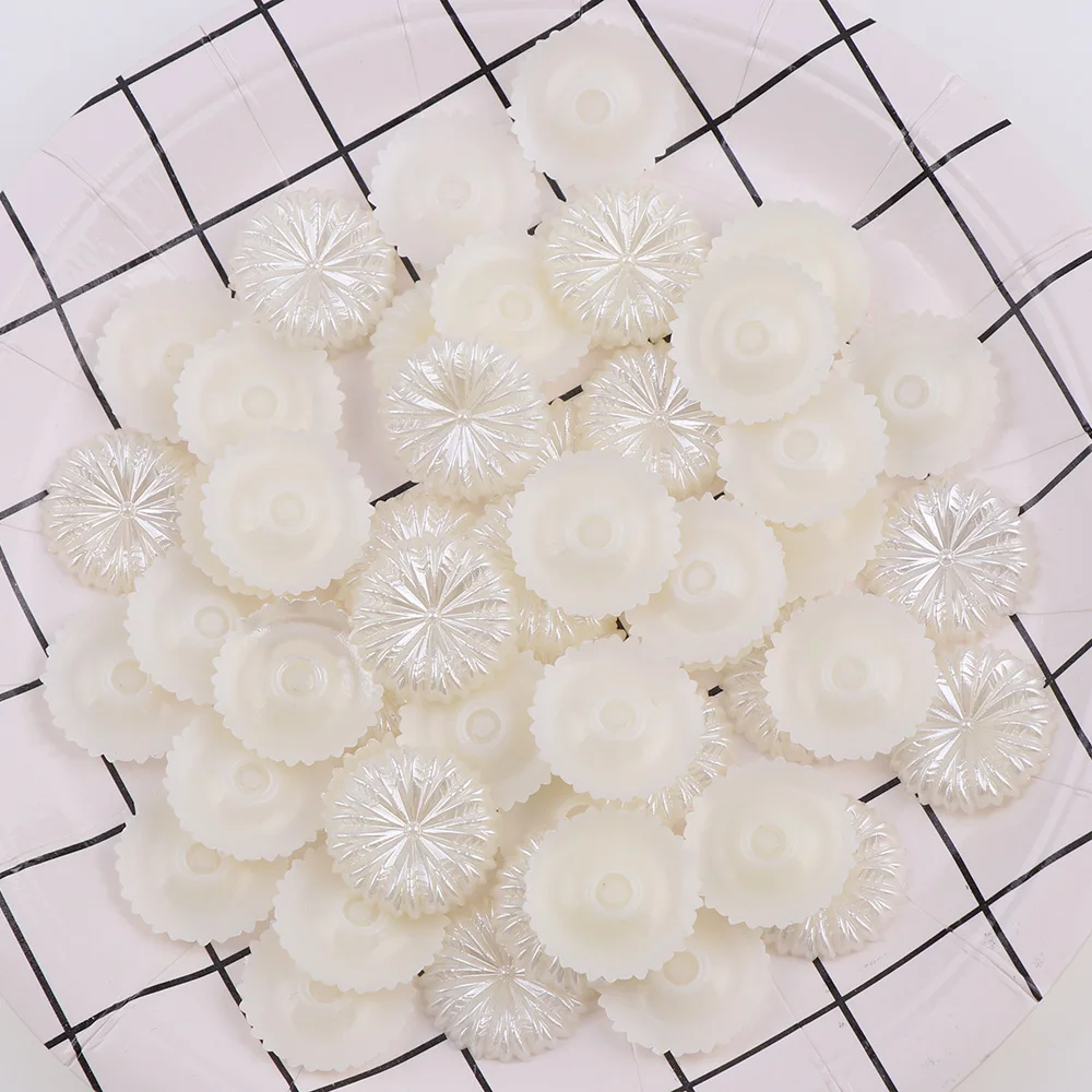 

10pc/lot 25mm High Quality White Ivory Color ABS Simulated Pearls Flowers Charms Sewing Material DIY Jewelry Material