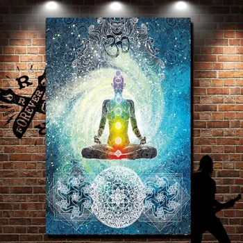 

Mandala Design Zen Meditation Hippie Style with Sign Chakra Art Print Reactive Tapestry Yoga Mat Hanging Bedroom Decorations