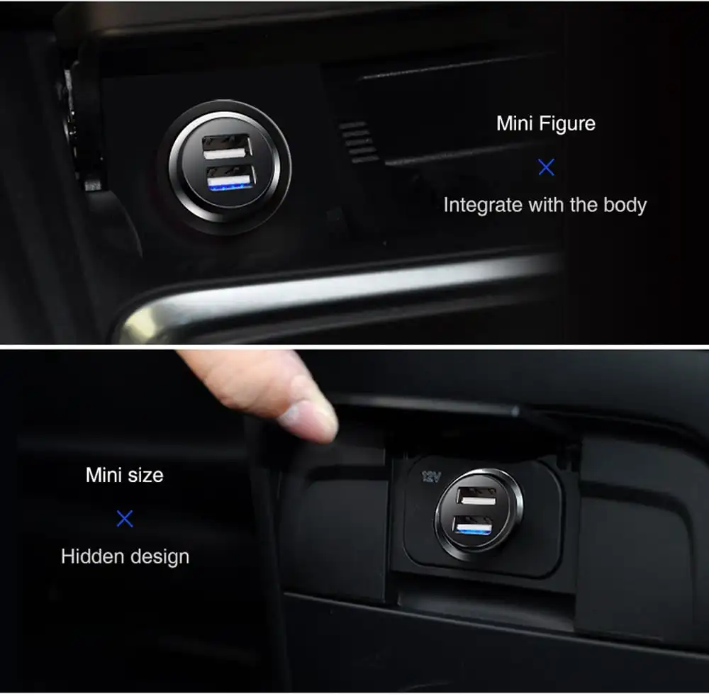 Lenovo HC11 Mini Portable Dual USB Ports Car Charger- Black