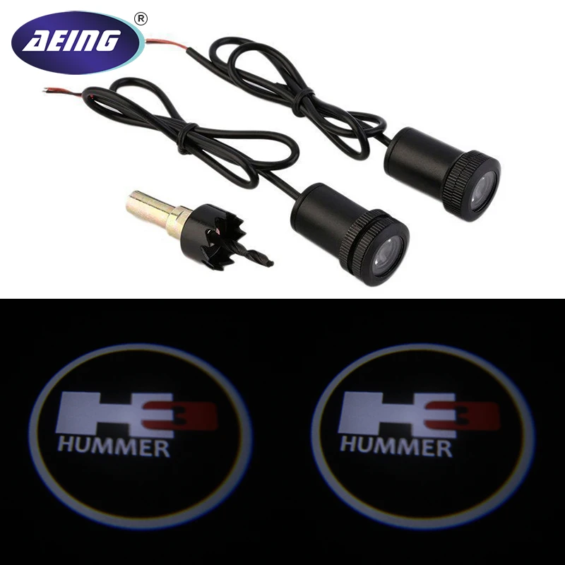 

AEING 2pcs For Hummer H3 Ghost Shadow Logo welcome Car White LED Door Light Laser Courtesy Slide Projector logo Emblem light
