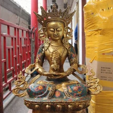 USPS в США S3585 2" Тибет Буддизм Медь Бронза Перегородчатой Амитаюс Долголетие Бог Статуя Будды