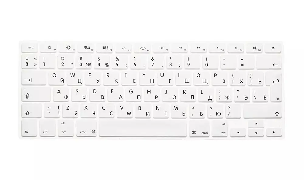 Защита клавиатуры с русскими буквами для Macbook Air Pro retina 1" 15" 1", чехлы для ноутбуков Mac book 13 15, европейская версия Великобритании - Цвет: White