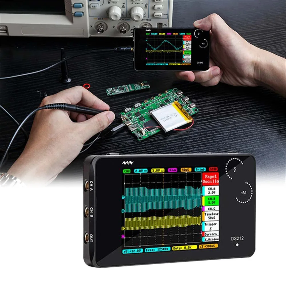 DS212 inteligentny przenośny miernik cyfrowy multimetr prądu lcd oscyloskop ekran dotykowy interfejs USB 1MHz 8MB 10MSa/s sprzęgło AC/DC oscyloskop DS212 inteligentny przenośny miernik cyfrowy multimetr prądu lcd oscyloskop ekran dotykowy interfejs USB 1MHz 8MB 10MSa/s sprzęgło AC/DC oscyloskop