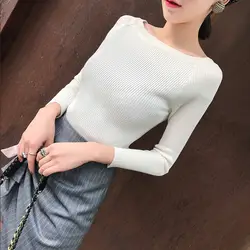 BLINGSTORY Новый стиль Вязаный корейский весна осень однотонный вязаный пуловер женский тонкий мягкий джемпер свитер женский вязаный Топ