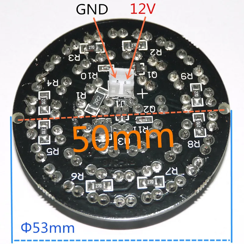 Аксессуары системы видеонаблюдения инфракрасный свет 48 зерна 850nm IR LED доска для наблюдения ночного видения диаметр 53 мм