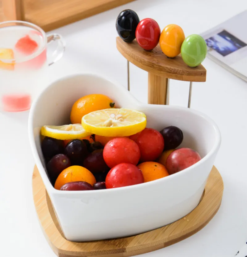 Фруктовая тарелка домашняя креативная керамическая салатная миска с фруктовой вилкой коробка для конфет сушеная коробка для фруктов блюдо для закусок японский стиль
