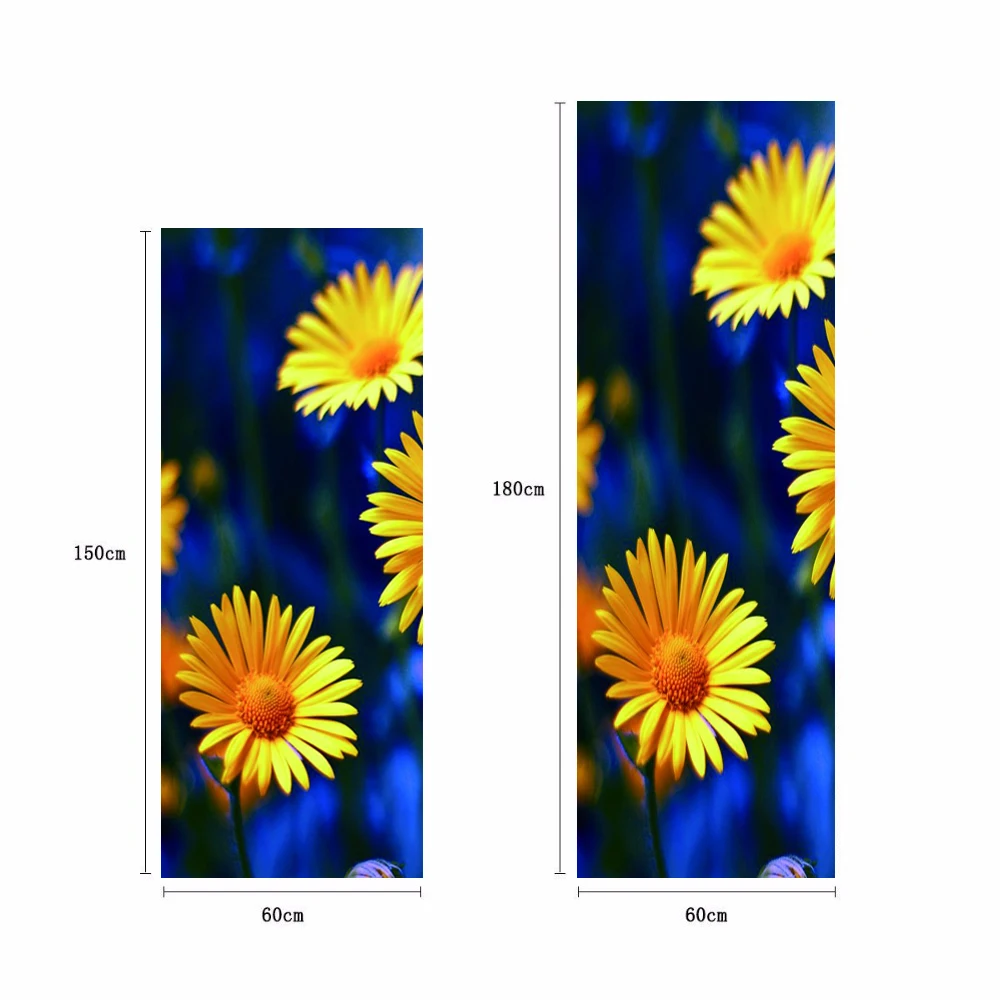 HD печать 3D желтый цветок плакат ПВХ водонепроницаемый весь холодильник стикер креативный стикер s DIY домашний Декор наклейки на холодильник, стену