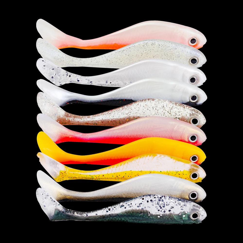 10pcs/lot Handmade Soft Baits 10 Color Fishing Tackle 0.18oz 3.15"/0