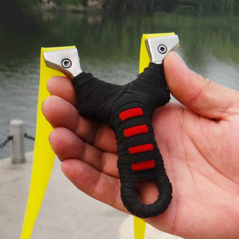 

Slingshot for Hunting Stainless Steel Catapult with flat rubber band Outdoor Shooting High Quality Sling shot New