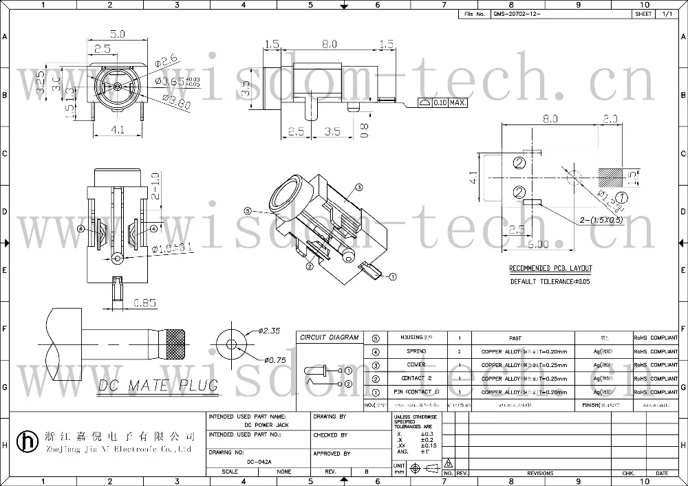 Davitu 10pcs/lot DC connector Tablet/Notebook charging socket female DC power jack SMD&DIP PCB mounting Pin0.65X2.35 DC-042A Davitu 10pcs/lot DC connector Tablet/Notebook charging socket female DC power jack SMD&DIP PCB mounting Pin0.65X2.35 DC-042A