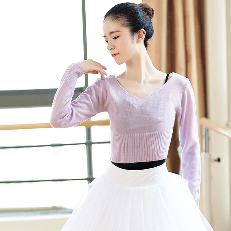 Женский трикотажный топ с V образным вырезом и длинными рукавами|ballet dance|sexy