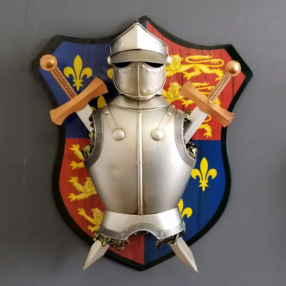 

Creative retro European medieval armor samurai wall decoration three-dimensional wrought iron bar cyber wall decoration