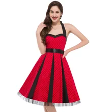 Fashion Summer Dress 2017 Sexy Halter Robe Polka Dots Pinup Rockabilly 50s 60s Vintage Dress Vestidos Plus Size Women Dresses