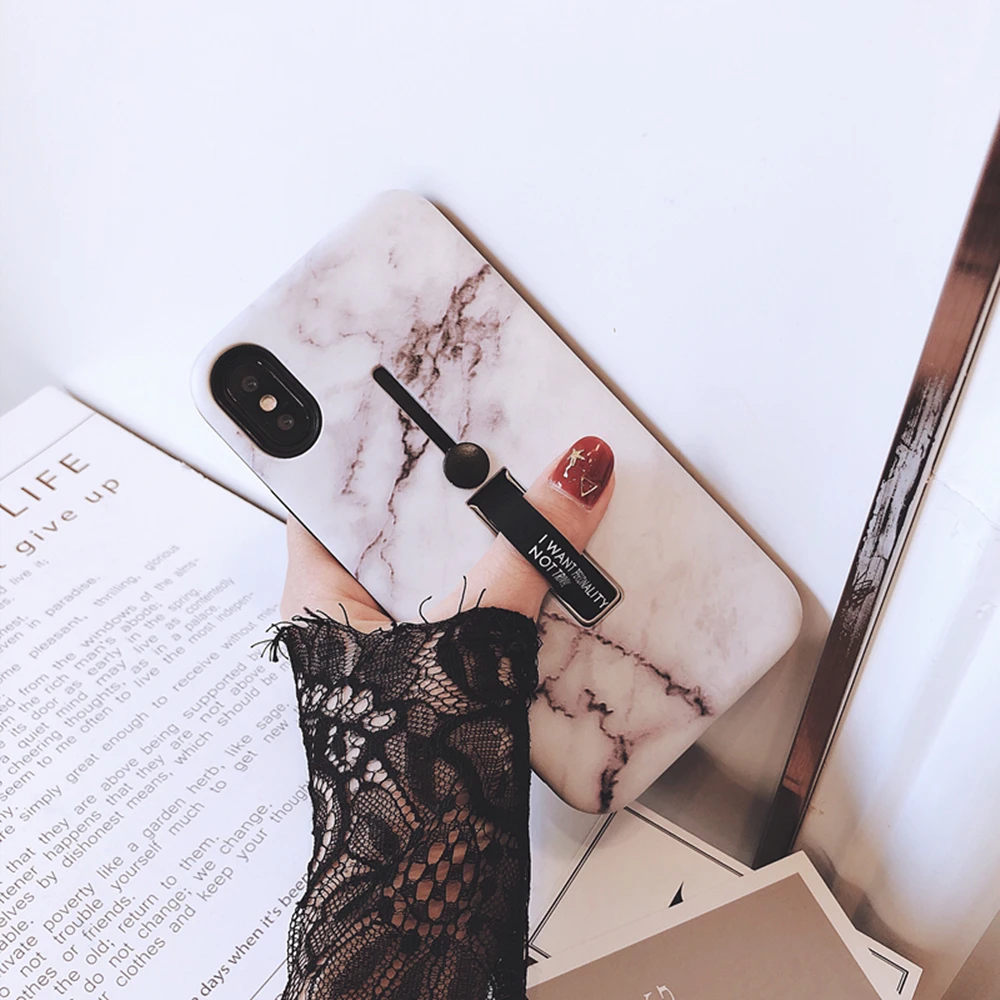 

Fashion Granite Marble Silicon Ring Phone Case For iPhone 6 6S Plus 7 8 Plus Case For iPhone X XS MAX XR Hide Stand Holder Cover