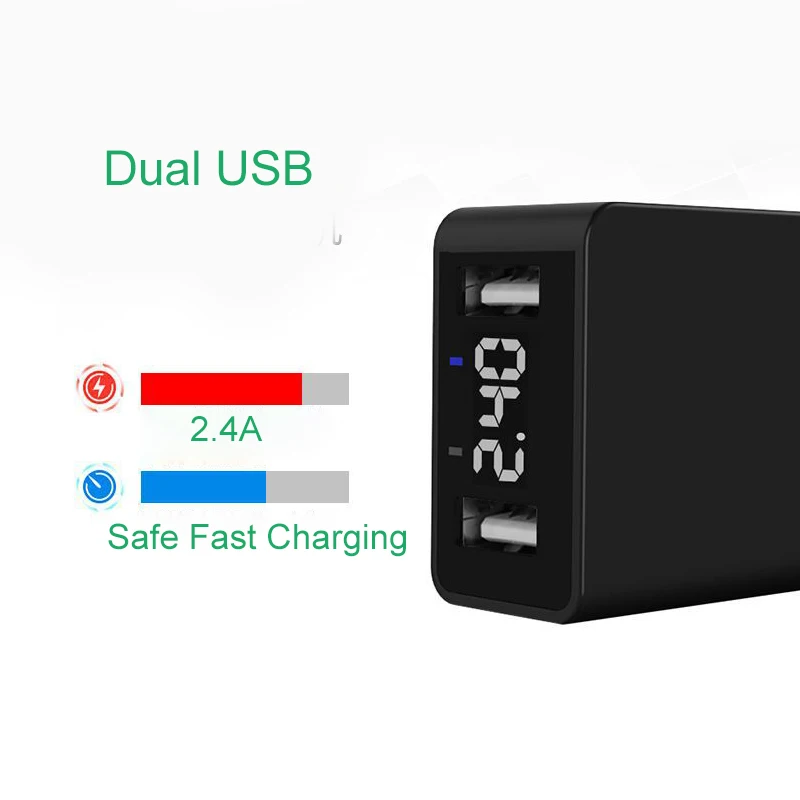 M. uruoi двойное зарядное устройство USB 5V2.4A со светодиодным дисплеем Быстрая зарядка