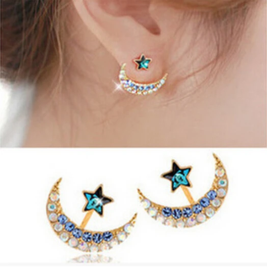 1 Pair S Charm Ear Studs Beauty Moon Star Rhinestone Cute Chic 1 Pair S Charm Ear Studs Beauty Moon Star Rhinestone Cute Chic Delicate Earrings Jewelry