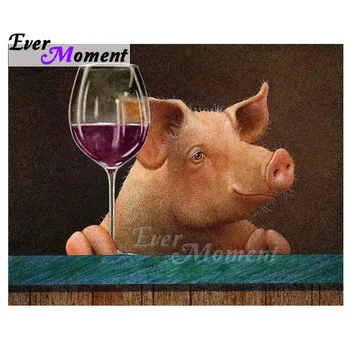 

Ever Moment Diamond Painting Handmade 5D DIY Pig Wine Full Square Drill Mosaic Picture Of Rhinestone Diamond Embroidery 3F1978