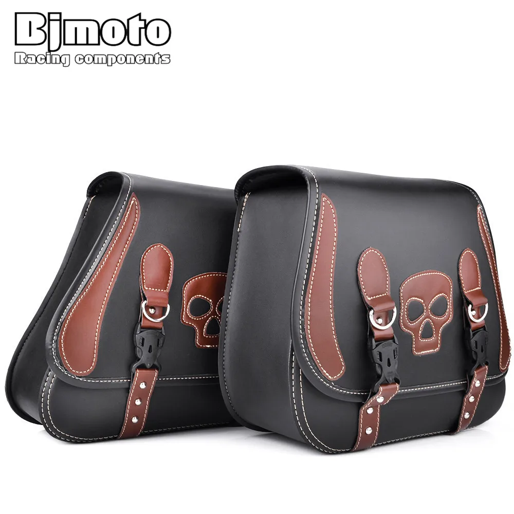 

Universal Motorcycle Bag PU Leather Side Saddle Tool Bags Motocross Saddlebags for Harley Sportster Motor Bike after market