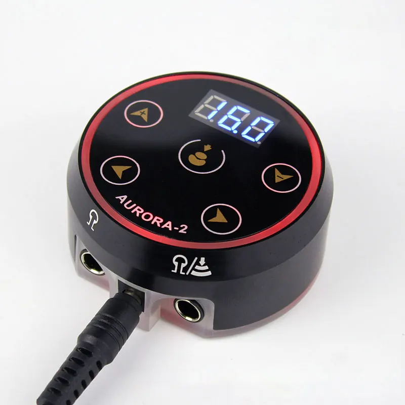 Aurora-2 источник питания для тату, обновленный цифровой ЖК-дисплей, мини светодиодный сенсорный блок питания для татуировок, поворотные машинки, ручка - Цвет: Black-EU Plug